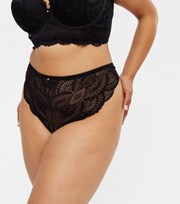 New Look Curves Black Scallop Lace Thong